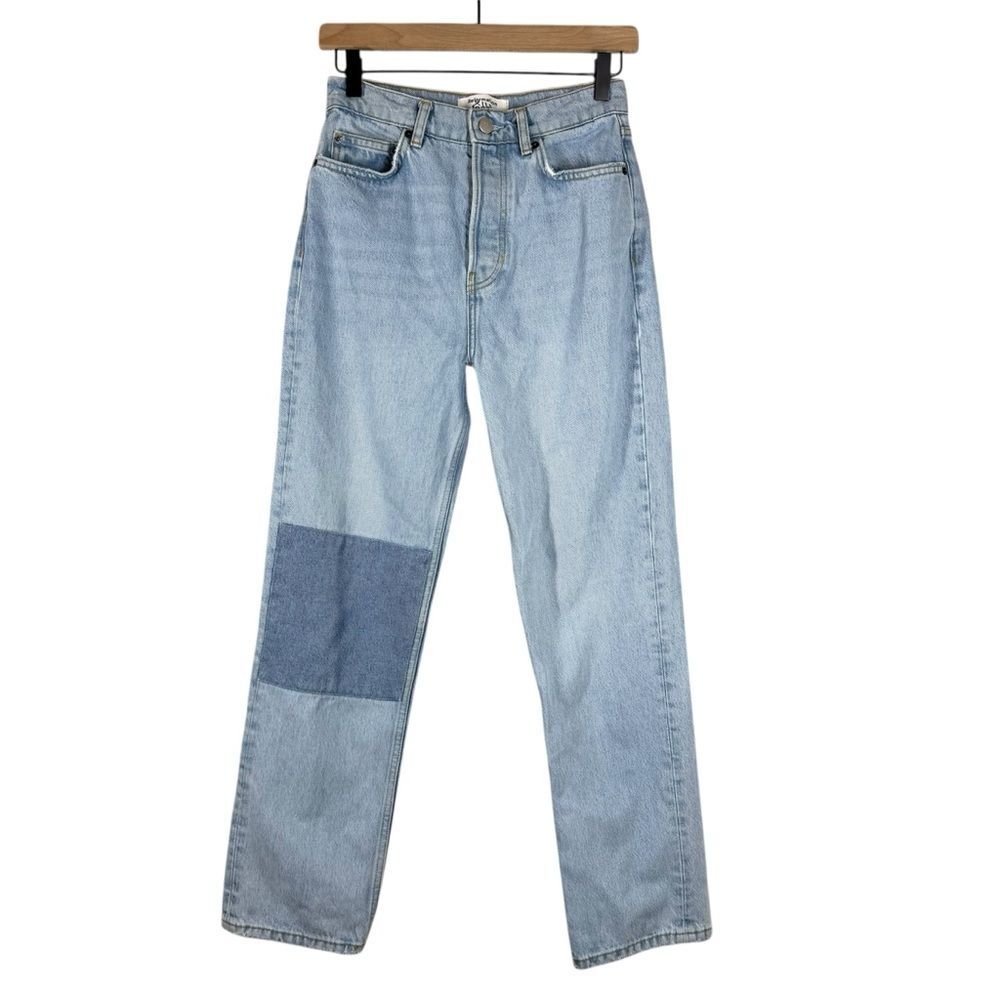 Reformation Jeans Cynthia Patch High Rise Straight Leg in Tahoe Wash Size 25